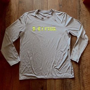 Under Armour “I Fish” Top Gray and Green M